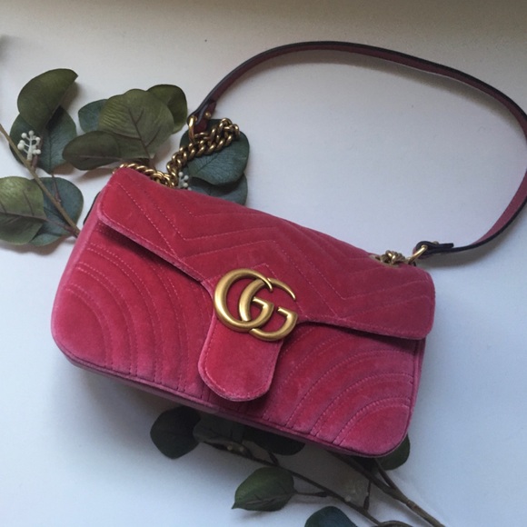 Gucci Handbags - Authentic Gucci Marmont Small Pink Velvet
